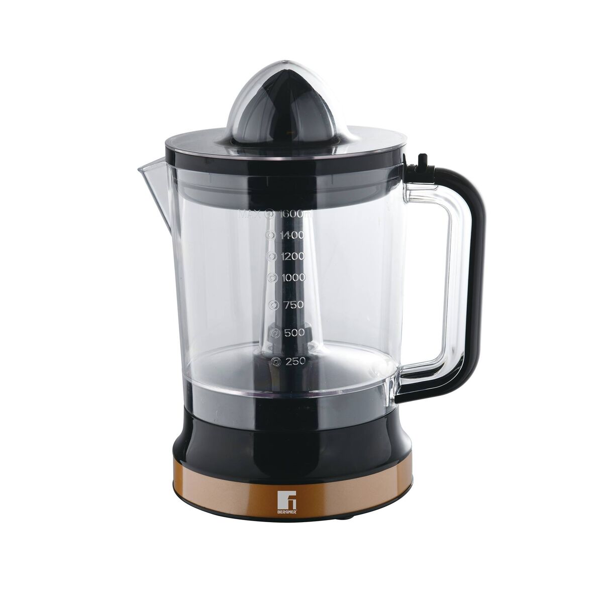 Espremedor de frutas bergner copper 85w 1,6 litro - operação reversível - acabamento preto elegante e durável, cobre