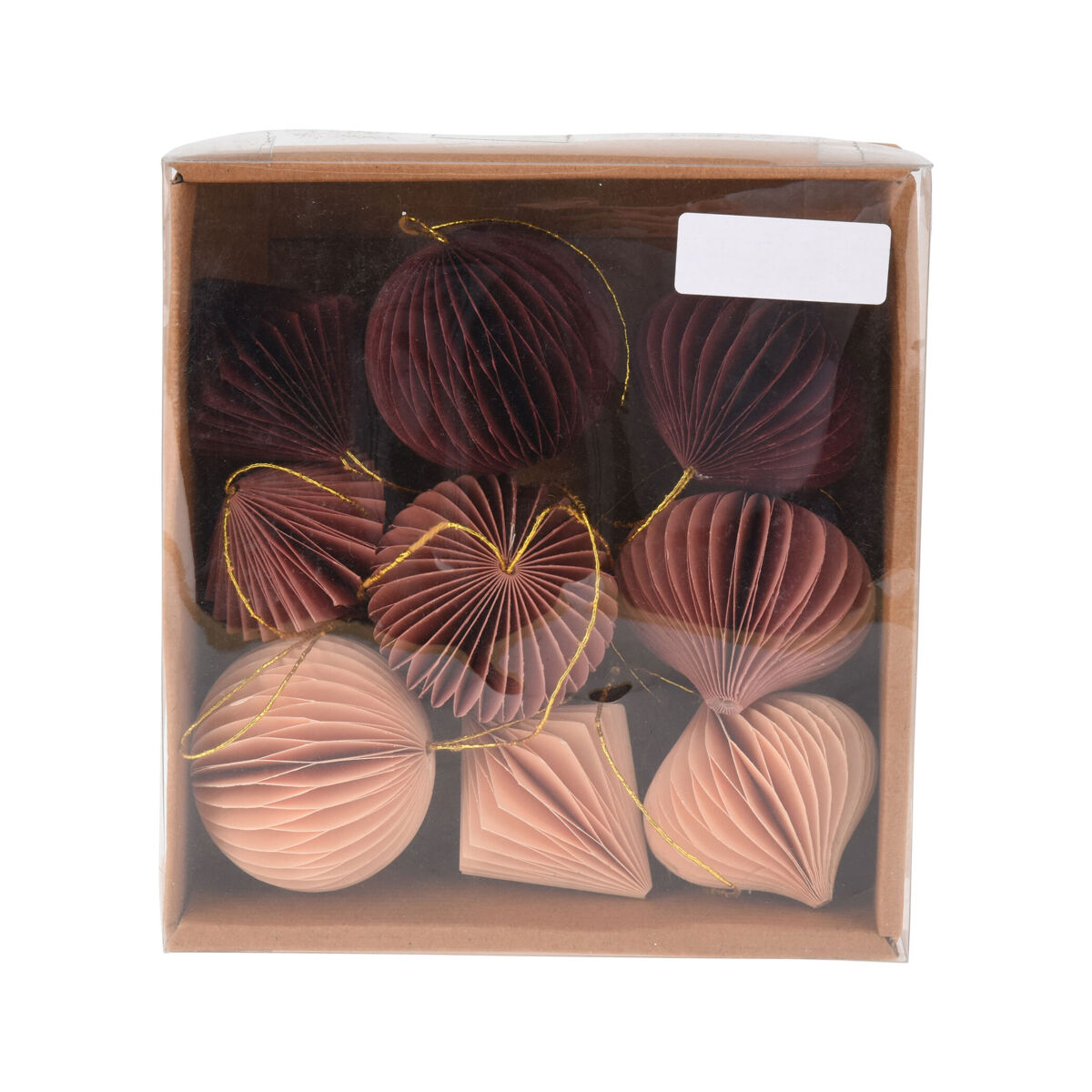 Conjunto de 9 decorações de natal em formato de favo de mel da well home - formatos variados em rosa