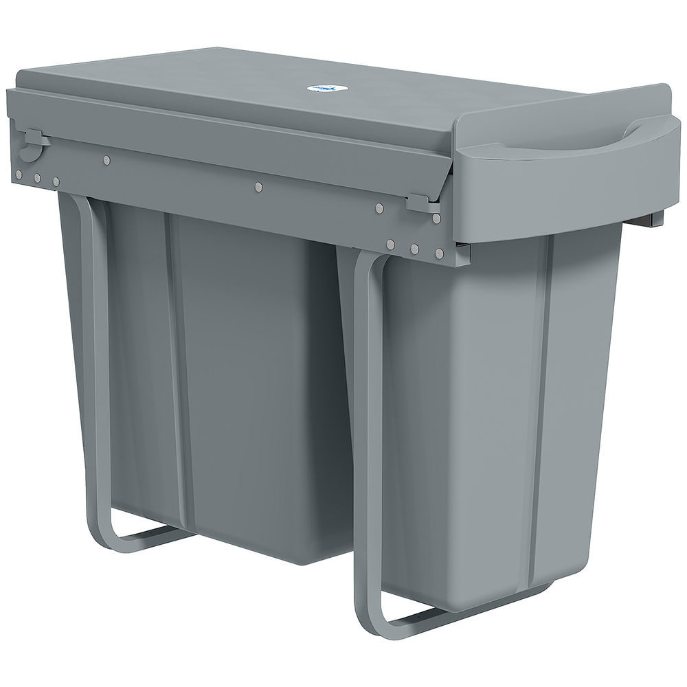 Homcom balde do lixo sob lavatório balde do lixo de cozinha com 2 contentores de reciclagem extraíveis 20l+10l deslizamento suave asa tampa com padrão