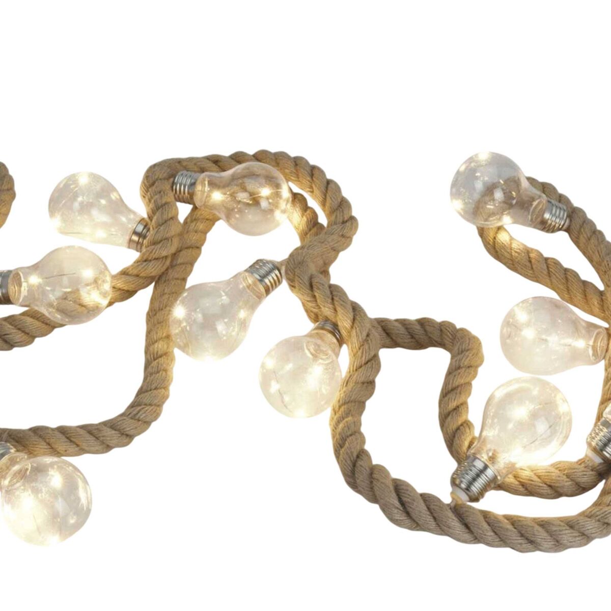 Guirlanda de corda de juta well home com 30 luzes led brancas quentes