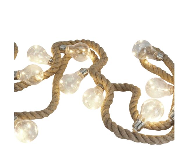 Guirlanda de corda de juta well home com 30 luzes led brancas quentes