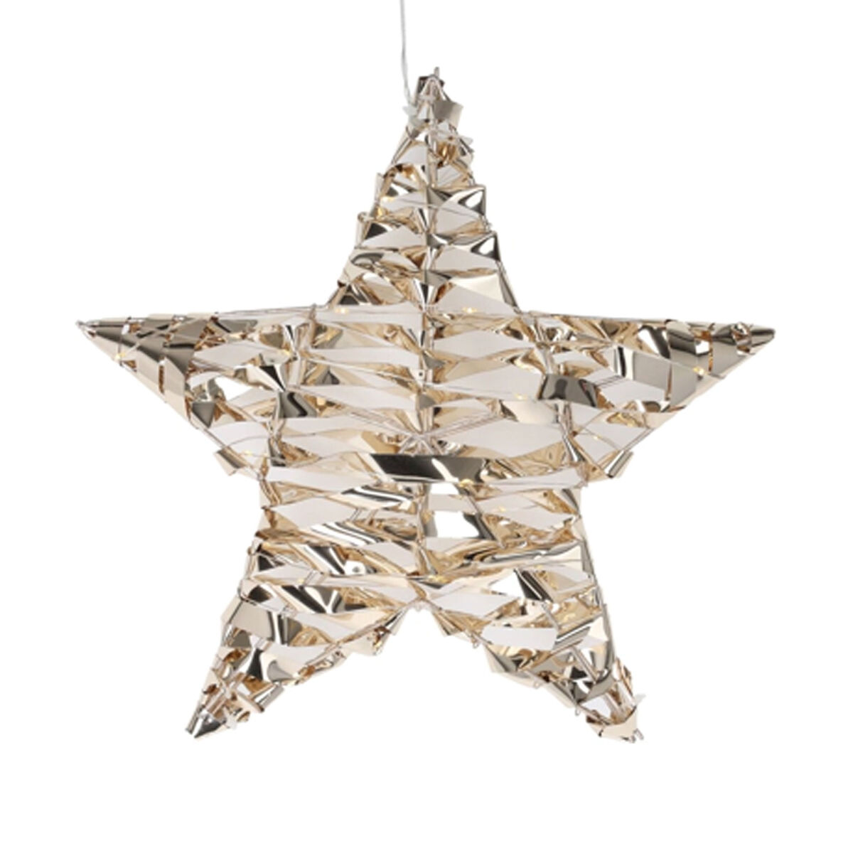 Well home luz decorativa de metal em forma de estrela com 40 micro leds brancos quentes em design torcido 30x8x30cm