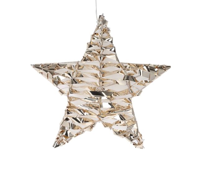Well home luz decorativa de metal em forma de estrela com 40 micro leds brancos quentes em design torcido 30x8x30cm
