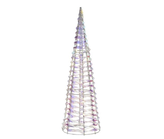 Cone decorativo de natal well home com 80 micro leds em um design brilhante de arco-íris torcido, 80 cm