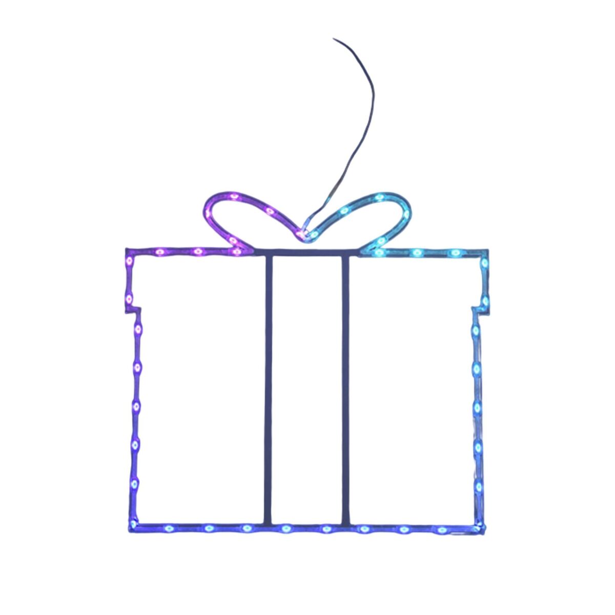 Caixa de presente de iluminação de natal well home com 40 luzes led rgb e controlador 45x42x0,6 cm