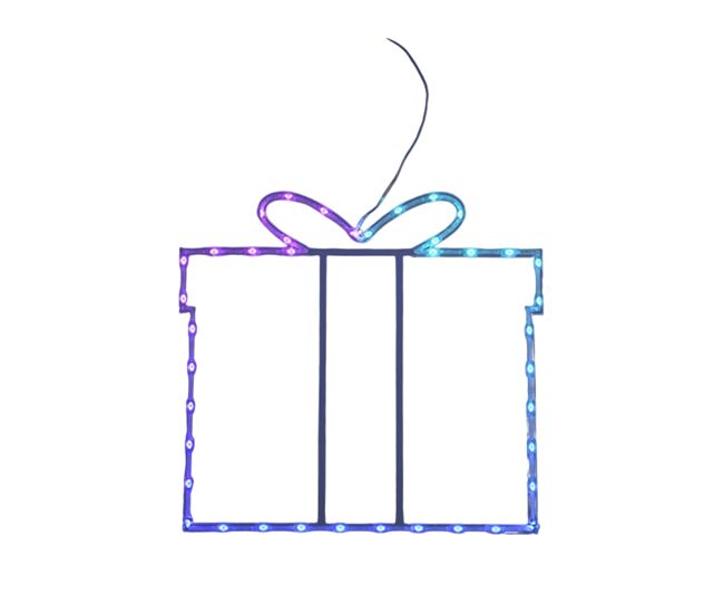 Caixa de presente de iluminação de natal well home com 40 luzes led rgb e controlador 45x42x0,6 cm
