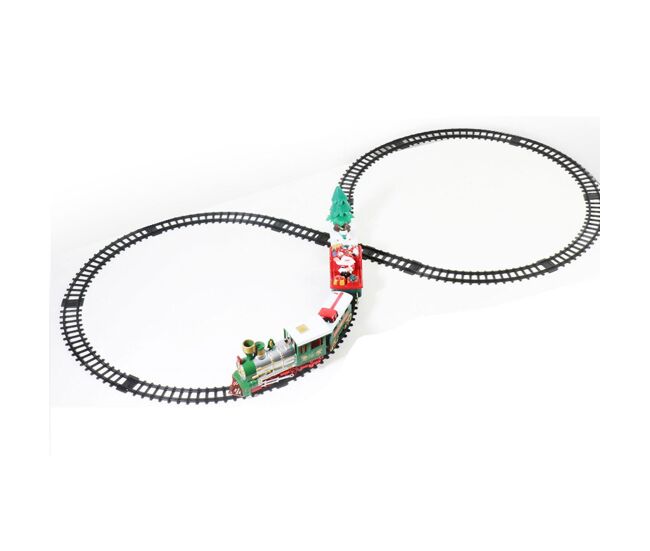 Well home conjunto de trem de natal de 22 peças com som e luz e trilho de 283 cm