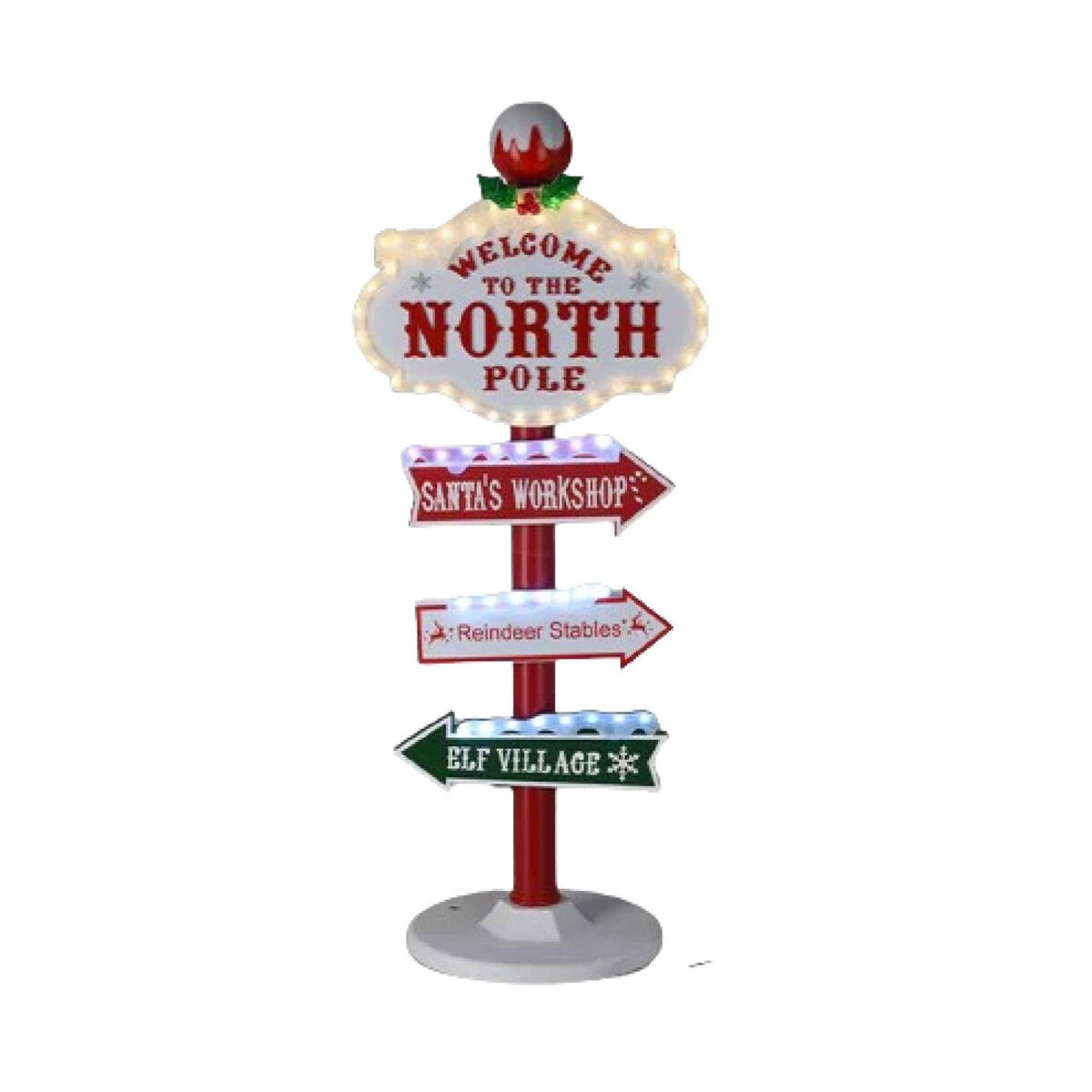 Decoração de natal well home placa externa north pole com led 95 cm