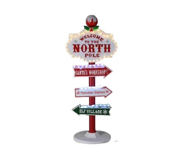 Decoração de natal well home placa externa north pole com led 95 cm
