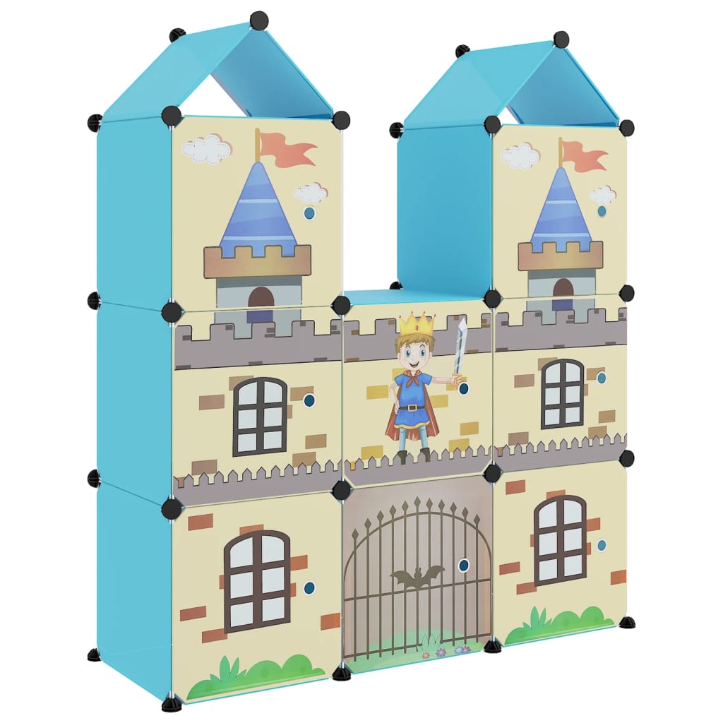 Vidaxl armário de arrumação infantil com 8 cubos pp bleu