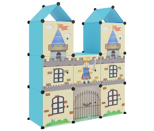 Vidaxl armário de arrumação infantil com 8 cubos pp bleu