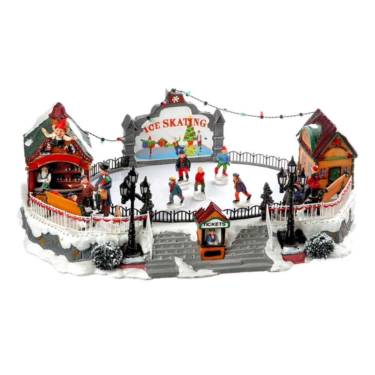 Decoração de natal well home pista de patinação com luzes led e movimento 39x22,5x21cm