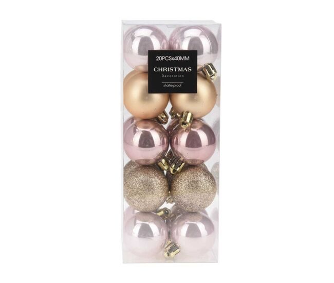 Well home conjunto de 20 bolas de natal de 4 cm com acabamento fosco e brilhante em cores champanhe