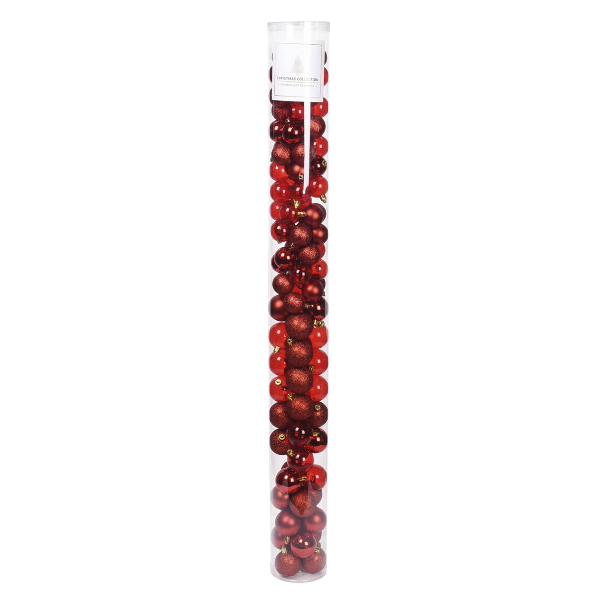 Well home pacote com 100 bolas de natal vermelhas em tubo em diferentes acabamentos e tamanhos