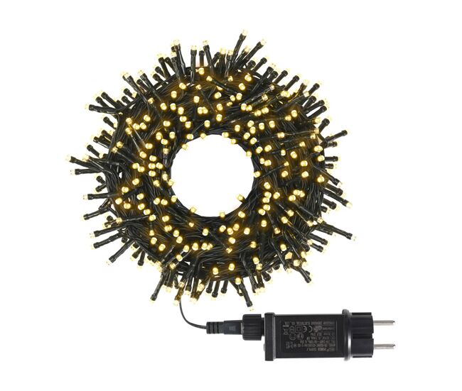 Luzes de corda well home com 480 leds brancos quentes - cabo de 3 m