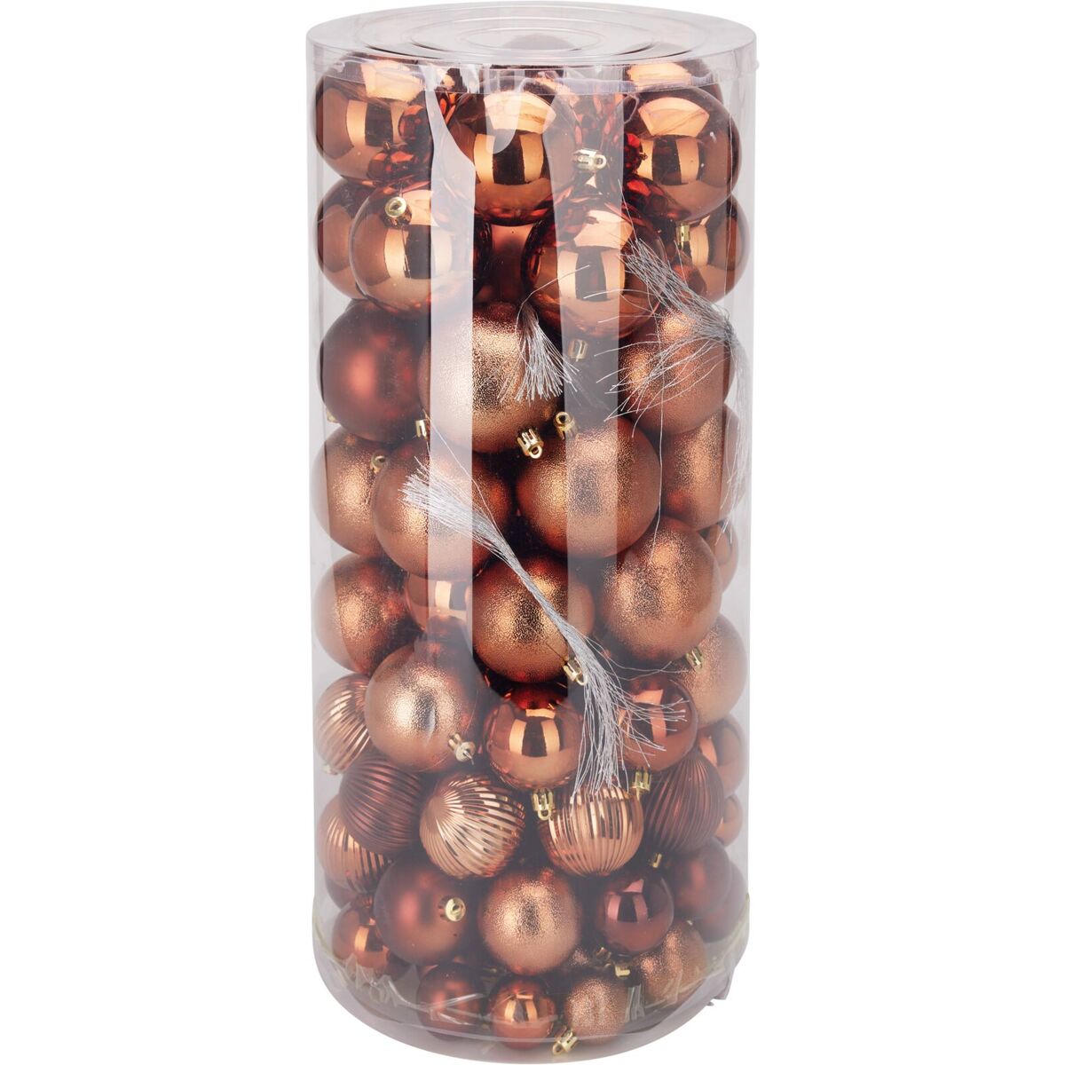 Well home conjunto de 100 bolas de natal marrons em tubo pet com diferentes desenhos e acabamentos