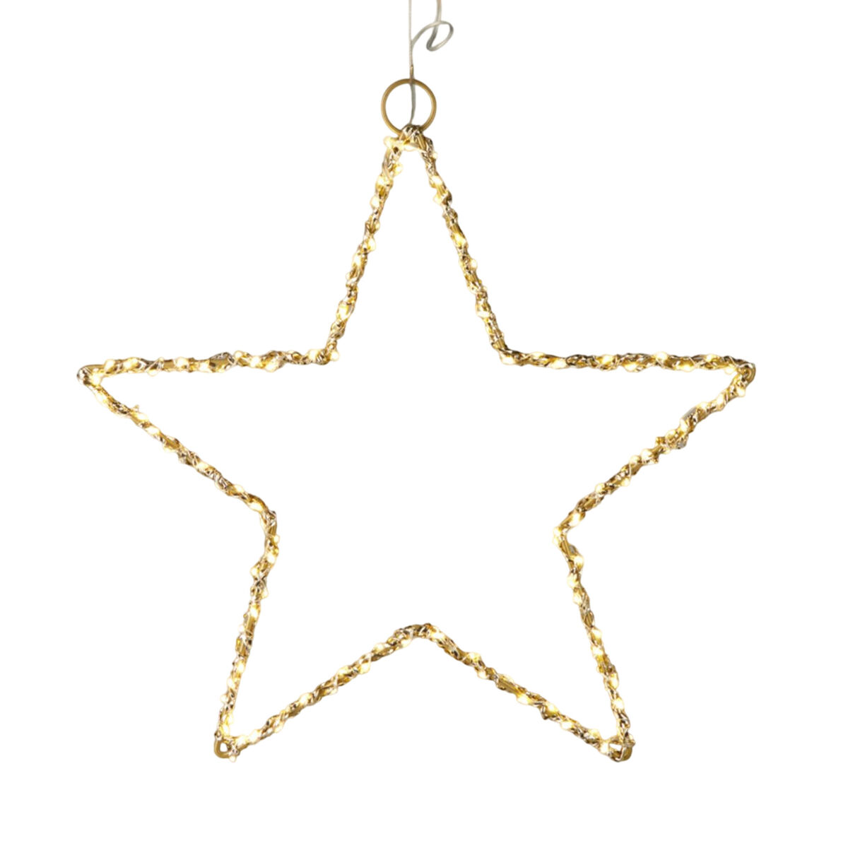 Well home estrela luminosa de metal dourado com 120 luzes led 30x30x0,5cm