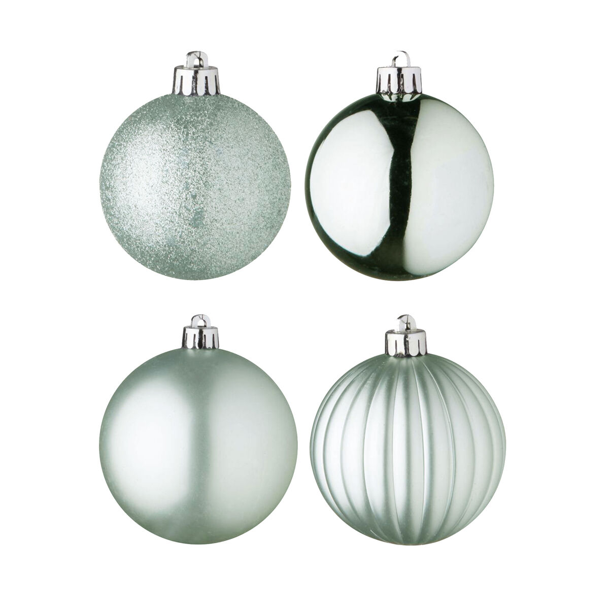 Well home conjunto de 100 bolas de natal verdes em tubo pet com diferentes desenhos e acabamentos