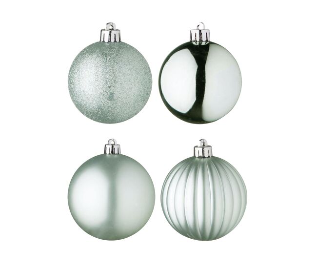 Well home conjunto de 100 bolas de natal verdes em tubo pet com diferentes desenhos e acabamentos