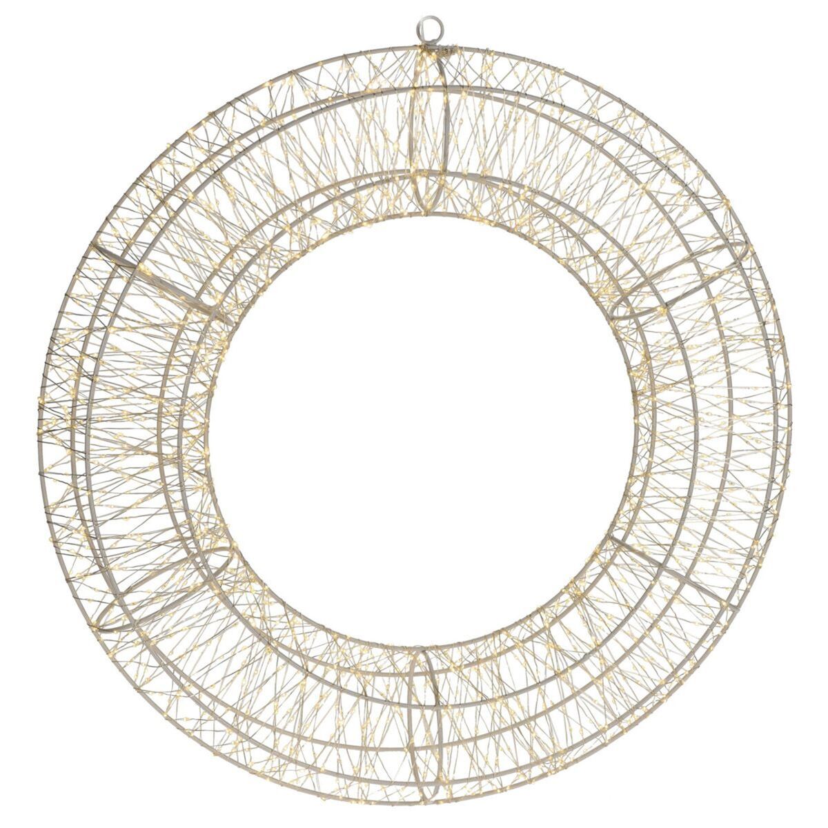 Anel de metal luminoso well home com 1800 micro leds branco quente 58x13x58cm