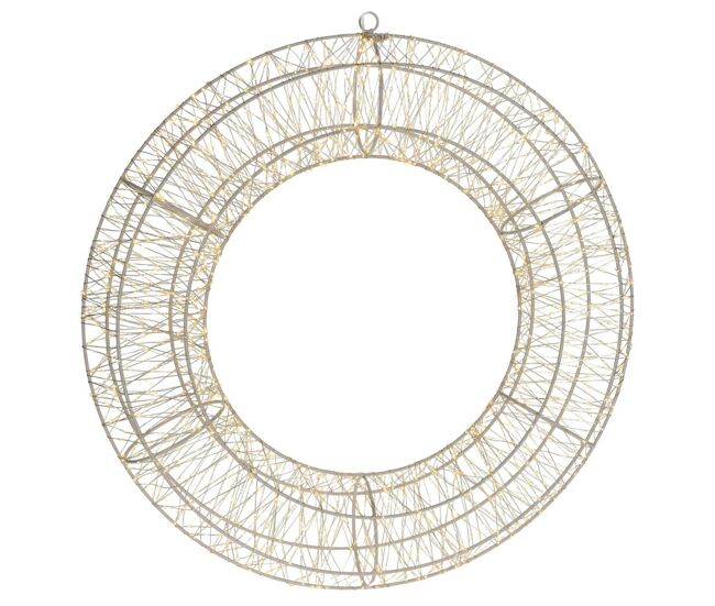 Anel de metal luminoso well home com 1800 micro leds branco quente 58x13x58cm