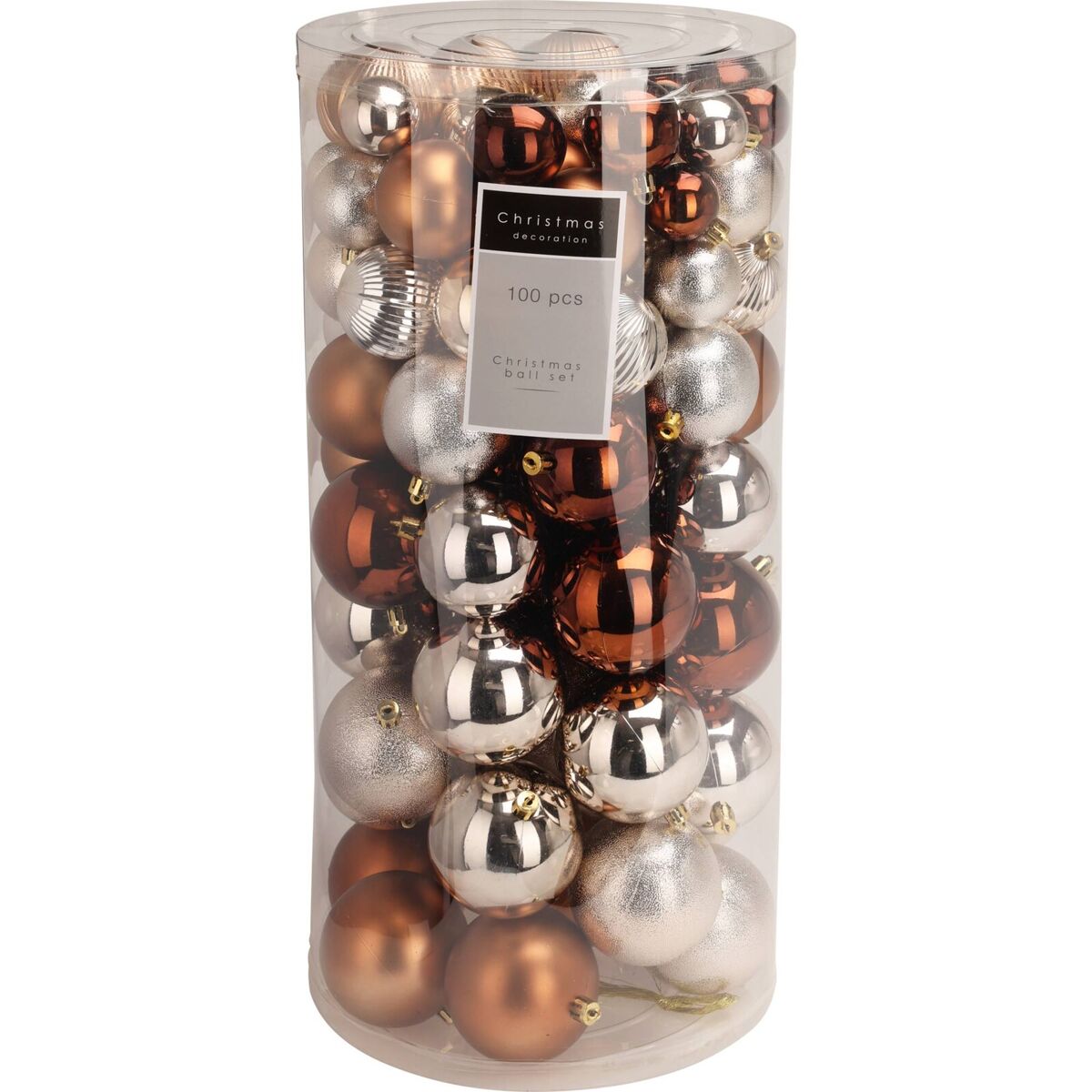 Well home conjunto de 100 bolas de natal âmbar em tubo pet com diferentes designs e acabamentos