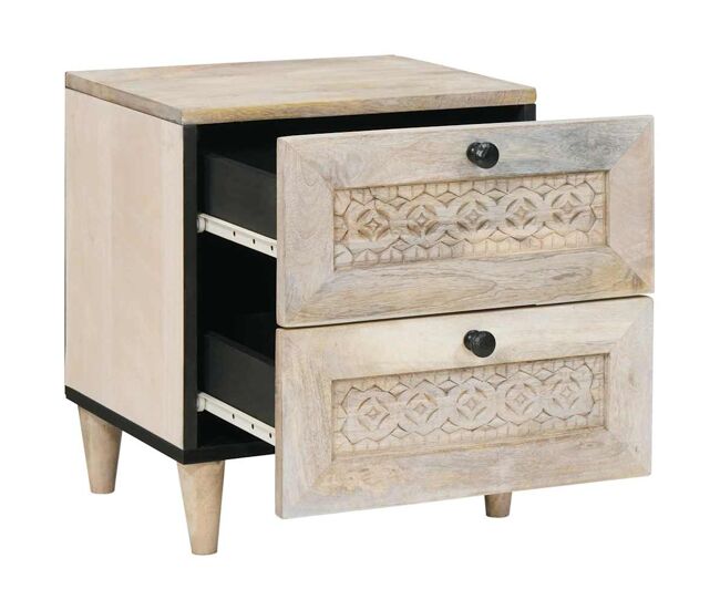 Mesa de cabeceira - mesinha de cabeceira com gaveta bege 40 x 33 x 46 cm