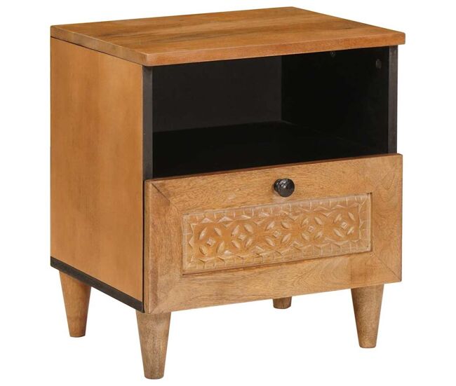 Mesa de cabeceira - mesinha de cabeceira com gaveta castanho-claro 40 x 33 x 46 cm