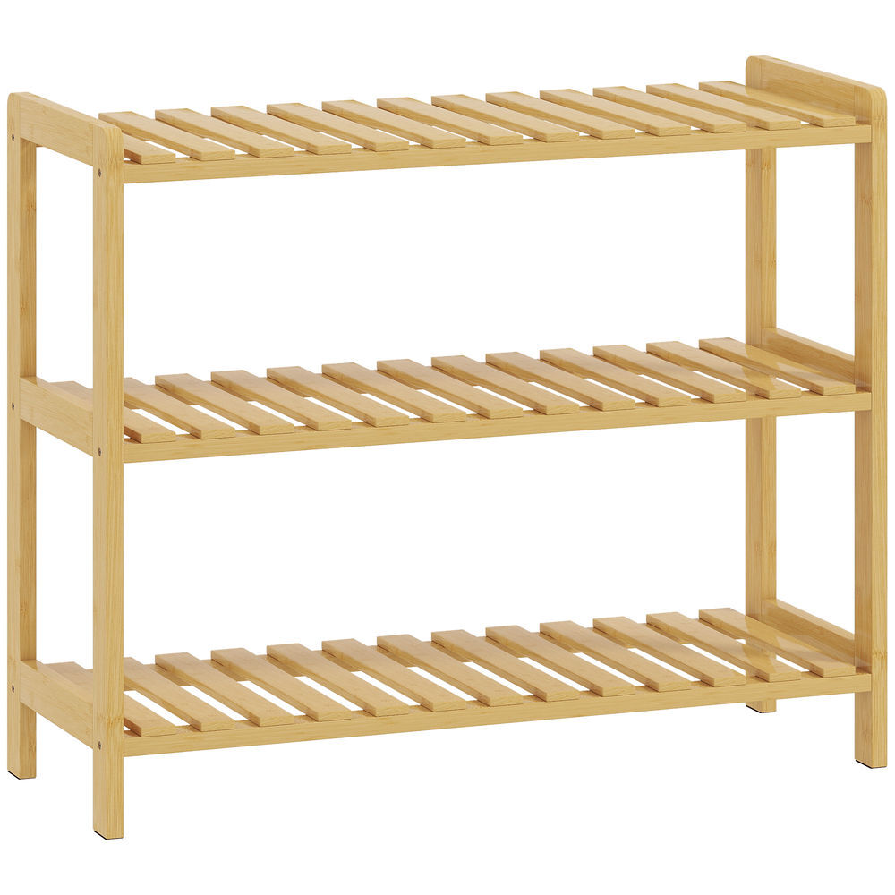 Homcom sapateira de madeira estante para sapatos de 3 níveis para até 9 pares de sapatos para entrada corredor dormitório 70x26x57,5cm madeira