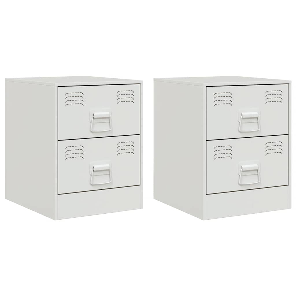 Lote de 2 mesas de cabeceira - mesinhas de cabeceira 34,5x39x44 cm aço branco