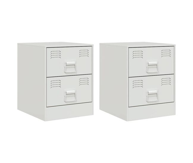 Lote de 2 mesas de cabeceira - mesinhas de cabeceira 34,5x39x44 cm aço branco