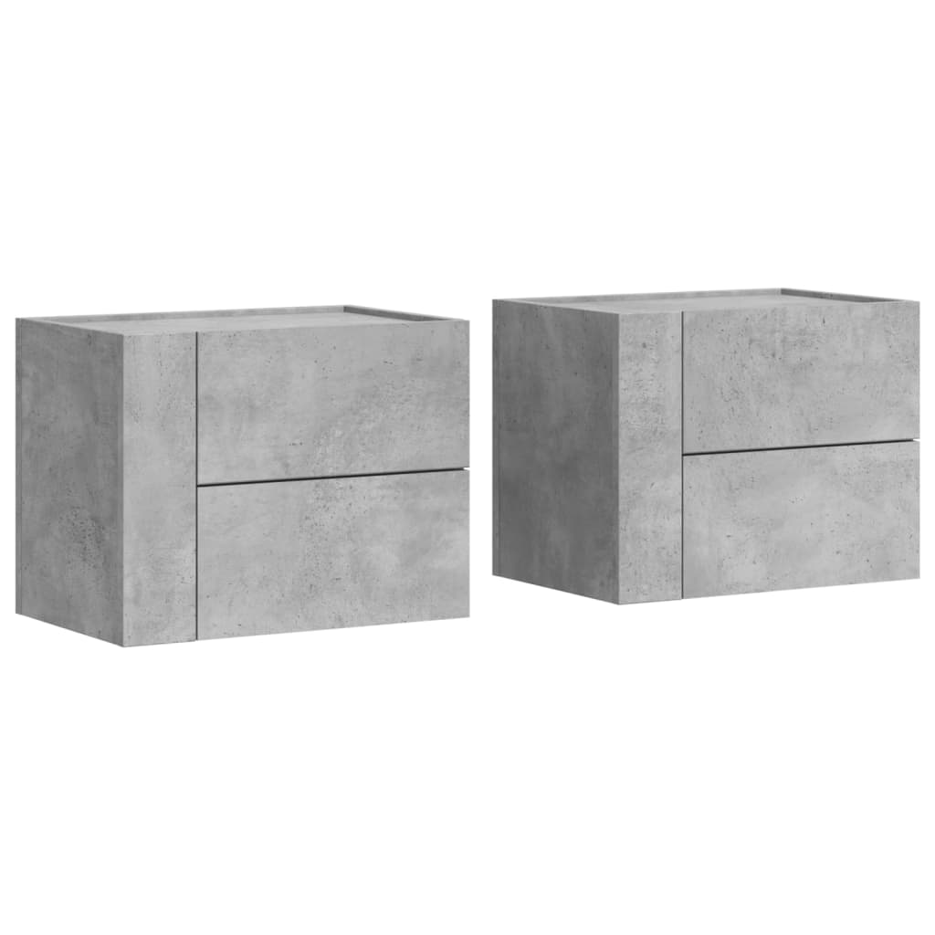 Lote de 2 mesas de cabeceira de parede mesinhas de cabeceira - 45x30x35 cm cinzento cimento