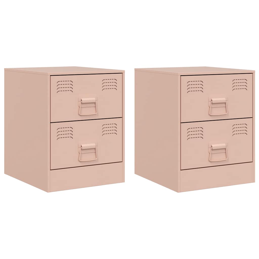 Lote de 2 mesas de cabeceira - mesinhas de cabeceira 34,5x39x44 cm aço rosa