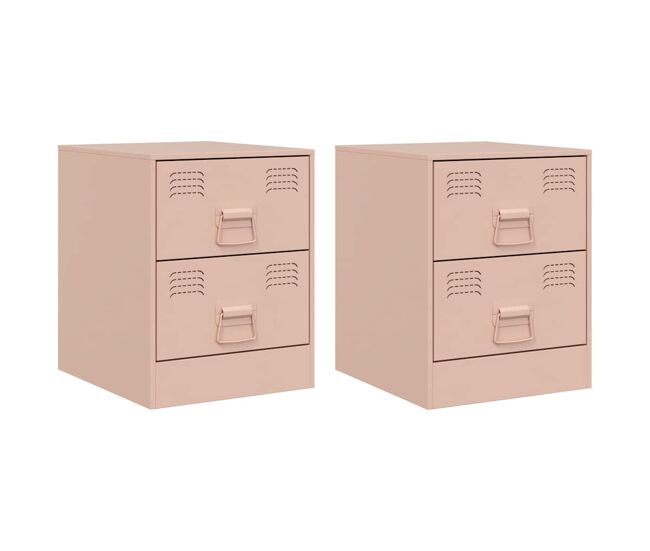 Lote de 2 mesas de cabeceira - mesinhas de cabeceira 34,5x39x44 cm aço rosa