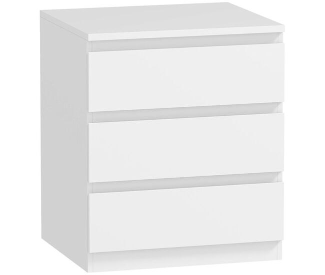 Homcom cómoda com 3 gavetas com fecho suave cómoda para quarto sala de estar escritório estilo moderno 45x40x52,8 cm blanc