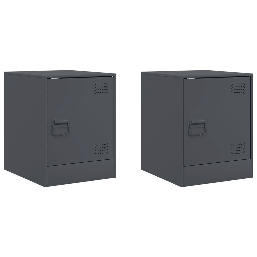 Lote de 2 mesas de cabeceira - mesinhas de cabeceira 34,5x39x44 cm aço antracite