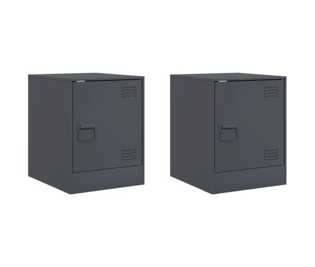 Lote de 2 mesas de cabeceira - mesinhas de cabeceira 34,5x39x44 cm aço antracite