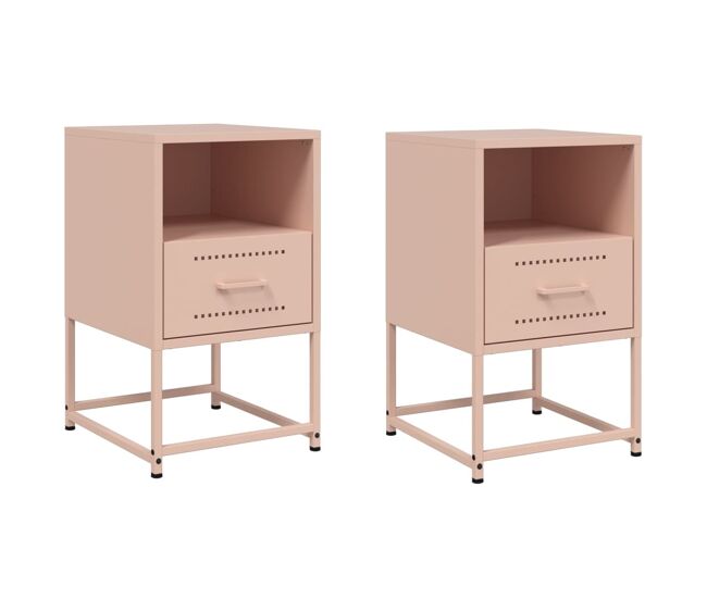 Lote de 2 mesas de cabeceira - mesinhas de cabeceira 36x39x60,5 cm aço rosa