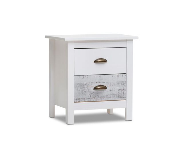 Mesa de cabeceira ocean 2 gavetas blanco - vintage colors 46 x 49,5 x 35 cm