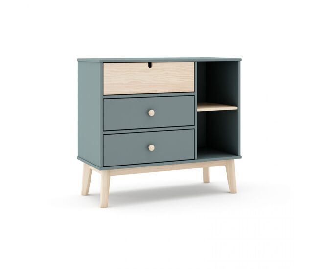 Cómoda misty cloud 3 gavetas verde salvia - oak 90 x 81 x 40 cm