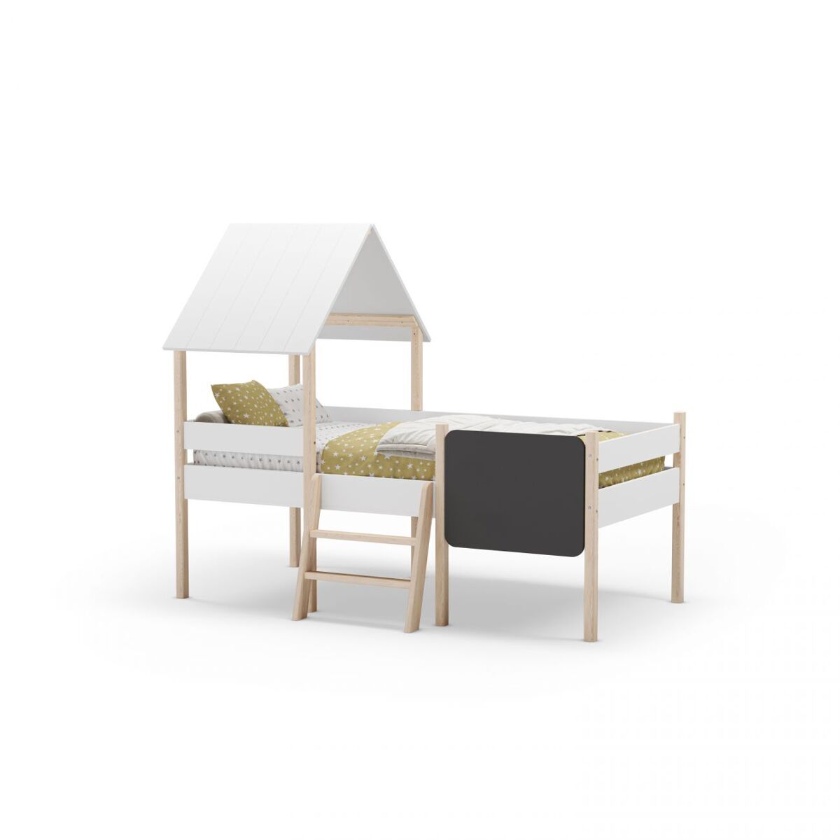 Cama da cabana de mokibed blanco mate - oak 202 x 150 x 110 cm