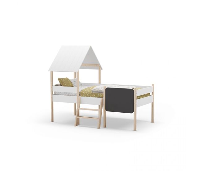 Cama da cabana de mokibed blanco mate - oak 202 x 150 x 110 cm
