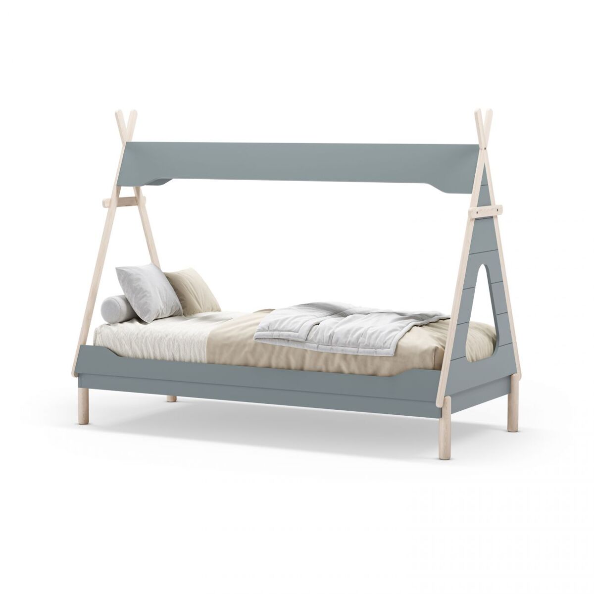 Cama cabaña tipi nest verde brent - oak soft 210 x 165 x 104 cm