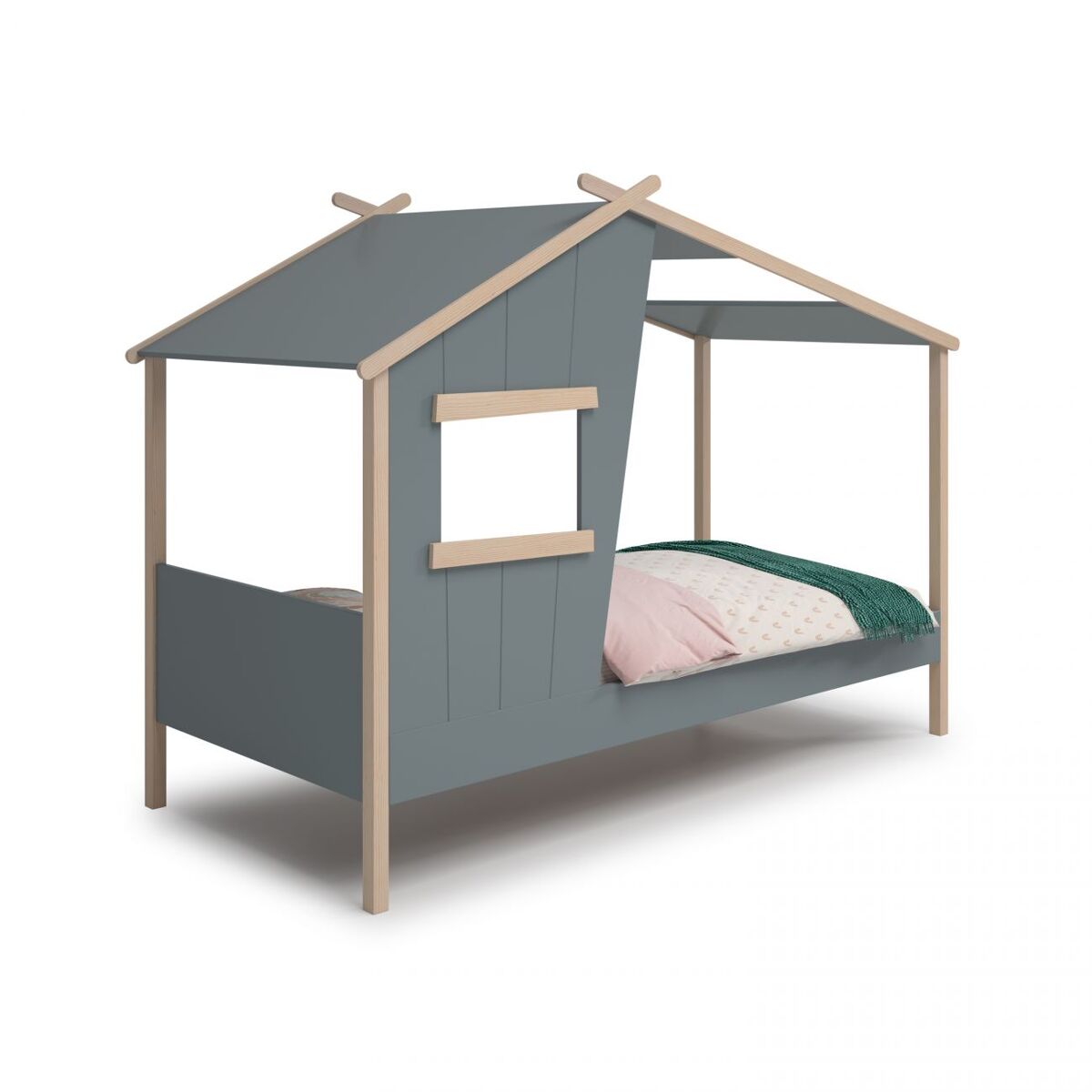 Cama de cabina hutbed verde salvia - oak 215,5 x 158,5 x 103 cm