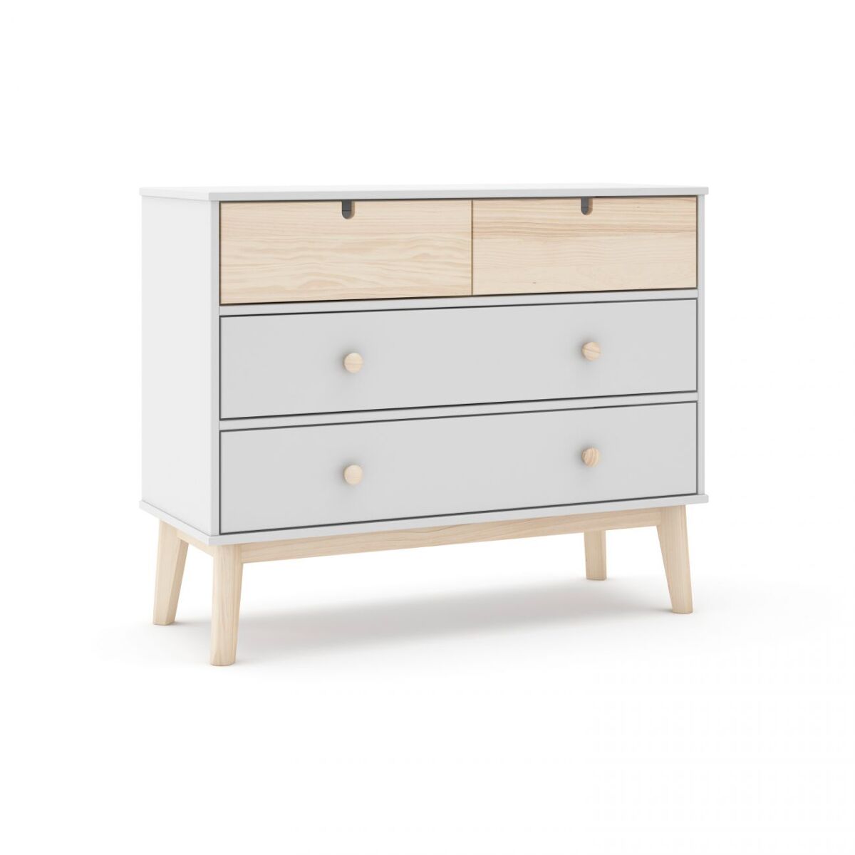 Cómoda misty cloud 4 gavetas blanco mate - oak 100 x 81 x 40 cm