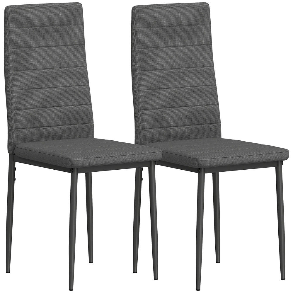 Homcom conjunto de 6 cadeiras de sala de jantar estofadas em linho e pés de metal cadeiras modernas para cozinha carga máxima 120kg 41x50x97cm cinza