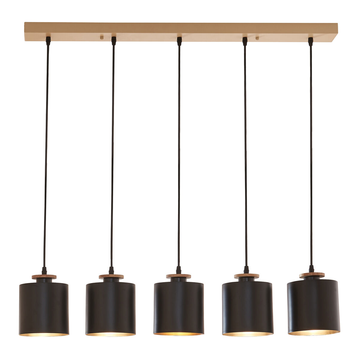 Candeeiro suspenso posdand 5 luzes 130x90x14cm madeira/preto [lux.pro]