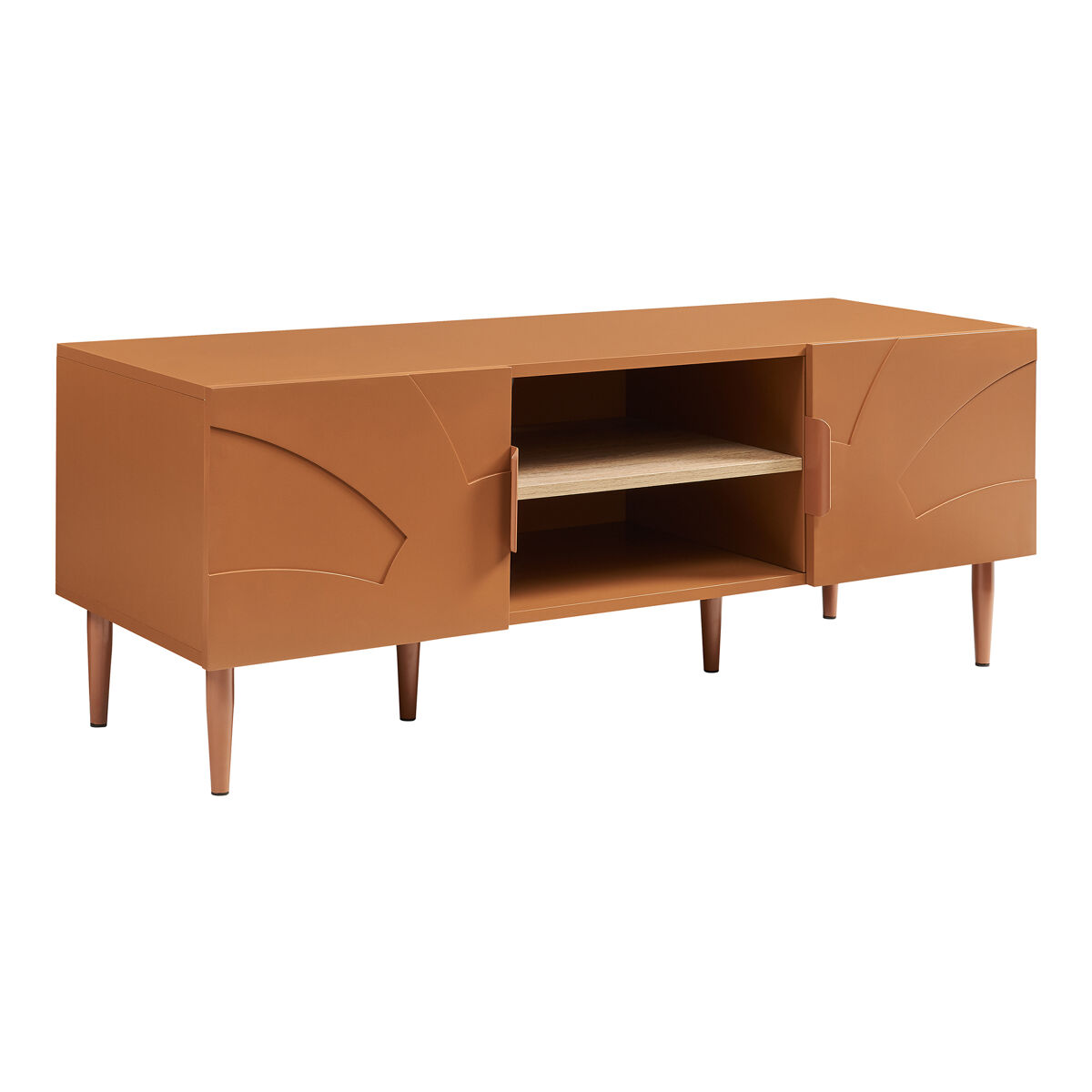 Mesa de tv starvili com 2 portas 120x40x45cm cor de ferrugem [en.casa]