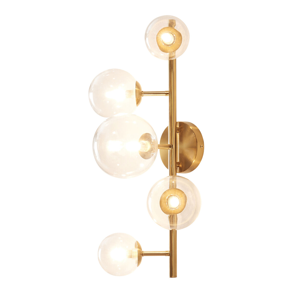 Candeeiro de parede makkor de 5 luzes metal e vidro 62x35x24 cm dourado [lux.pro]