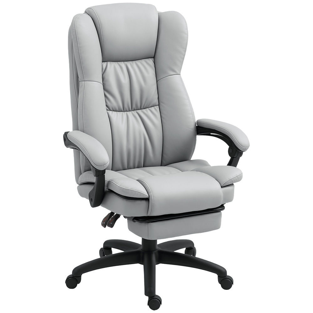 Vinsetto cadeira de escritório giratória cadeira de escritório com altura ajustável 6 pontos de massagem controle remoto e apoio para os pés retrátil 68,5x68,5x113-121 cm gris
